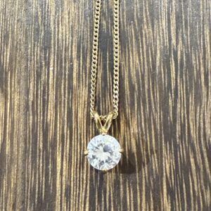 18” 9ct gold chain and gem set pendant