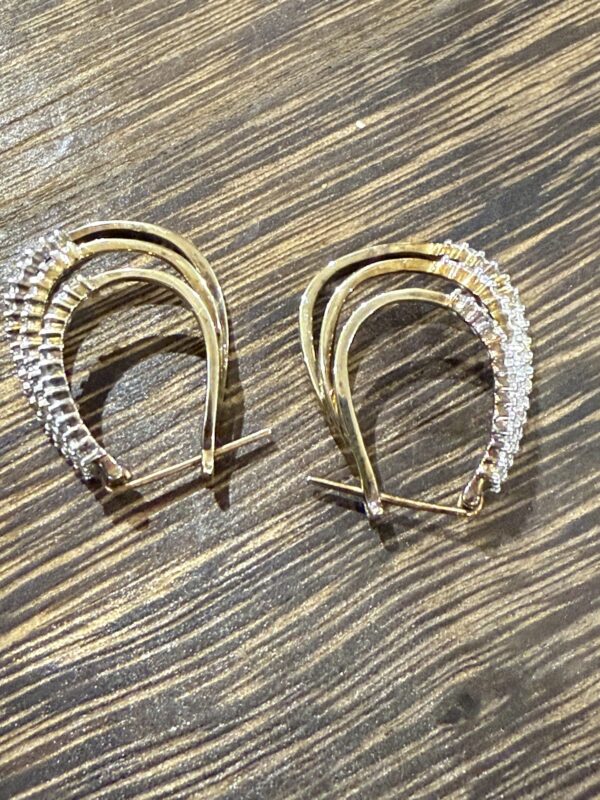 9ct gold triple hoop diamond set earrings - Image 6