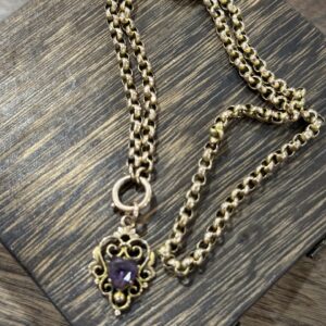 Victorian 9ct belcher and heart shaped amethyst