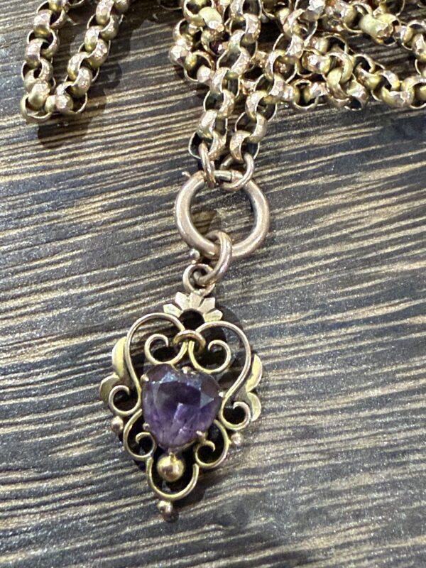 Victorian 9ct belcher and heart shaped amethyst - Image 5