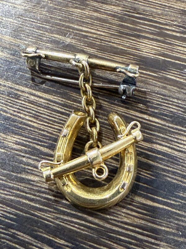 18ct gold antique horseshoe bar brooch - Image 2