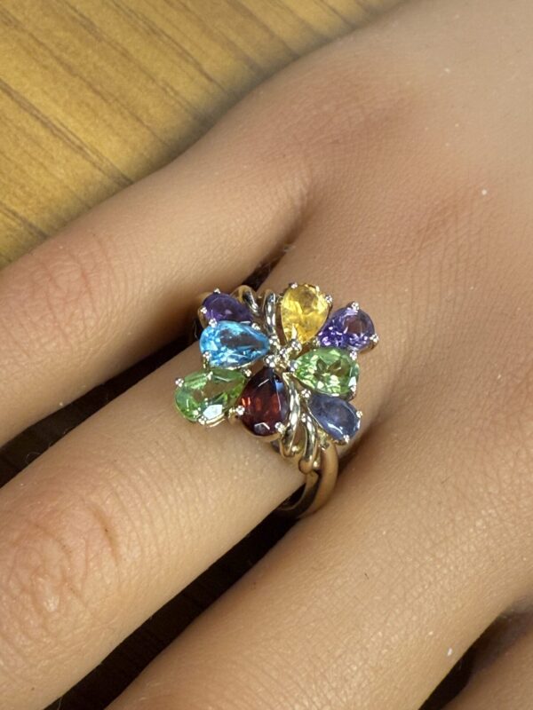 Multigem 9ct gold ladies dress ring - Image 2