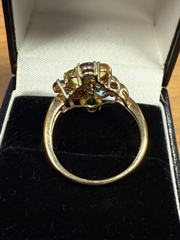 Multigem 9ct gold ladies dress ring - Image 6
