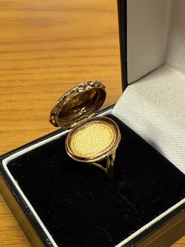 9ct gold poison snuff keepsake ring - Image 6