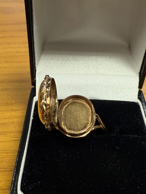 9ct gold poison snuff keepsake ring - Image 7