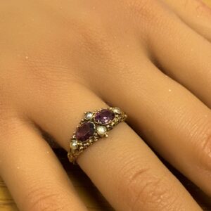 Antique 15ct gold garnet and pearl ring