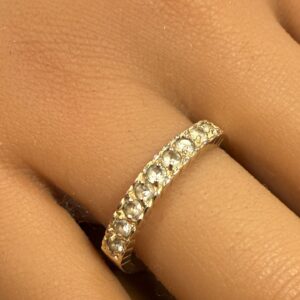 Cz gem set 9ct gold half eternity ladies ring