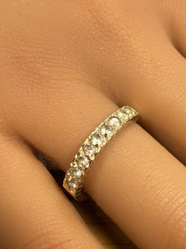 Cz gem set 9ct gold half eternity ladies ring