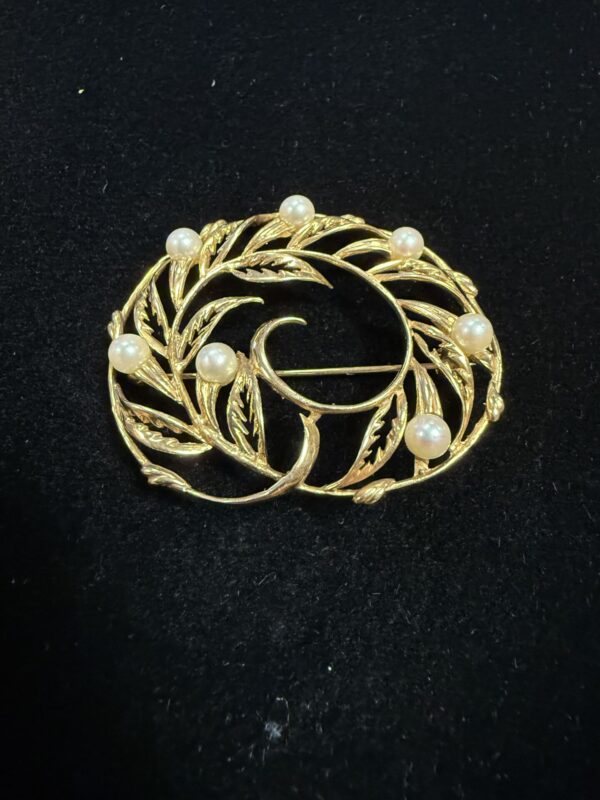 9ct gold and Pearl organic brooch - Image 5