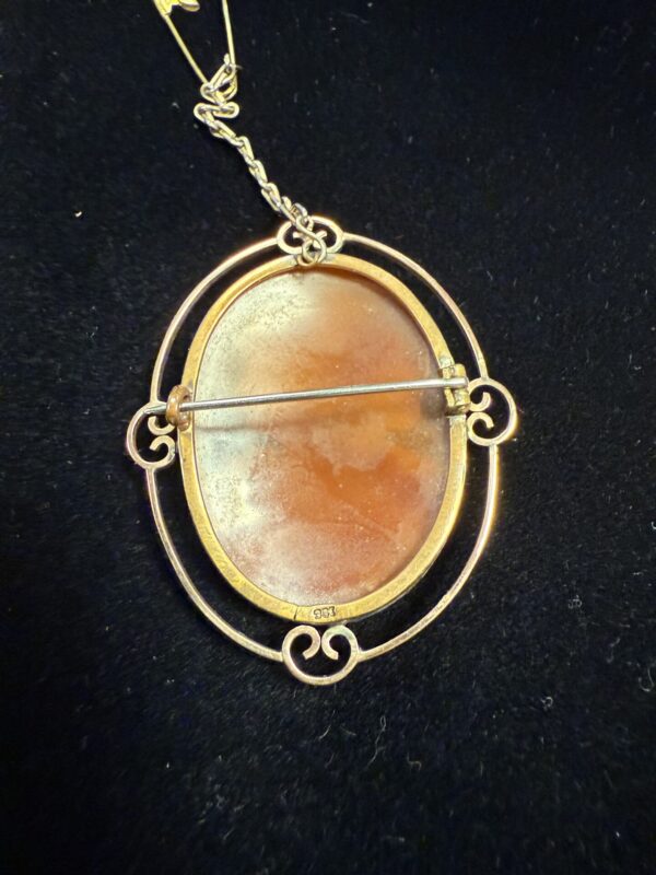 Antique shell cameo brooch 9ct gold mounted - Image 5