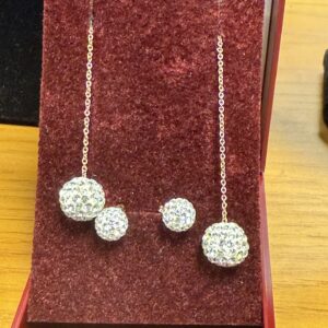 Two pairs of sparkling gem set earrings 9ct gold