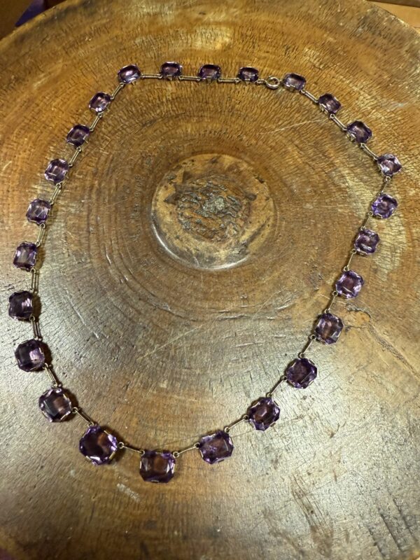 Antique amethyst 9ct gold necklace