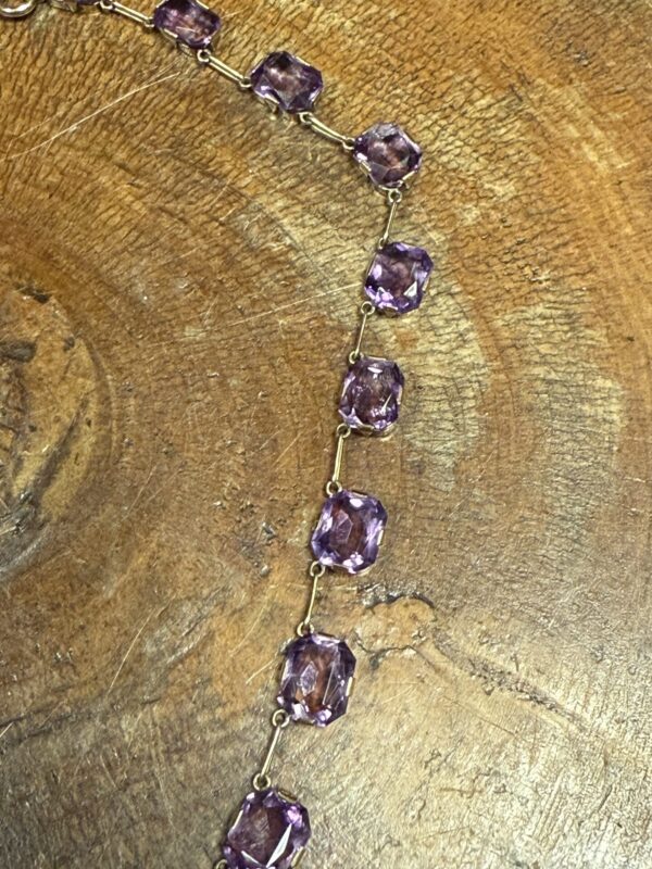 Antique amethyst 9ct gold necklace - Image 2