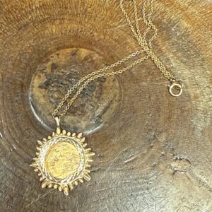 1909 mounted half sovereign pendant and chain