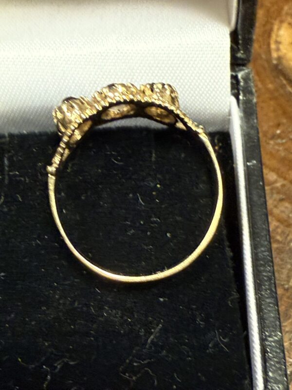 9ct gold Smokey quartz trilogy vintage ring - Image 5