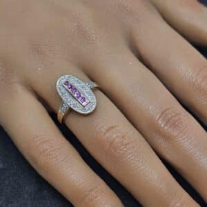 9ct Gold Pink Ruby & Diamond Ring