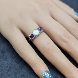 Amethyst Opal Trilogy Ring
