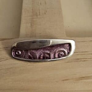 Vintage Malcolm Gray 925 sterling silver/pink enamel rectangular brooch