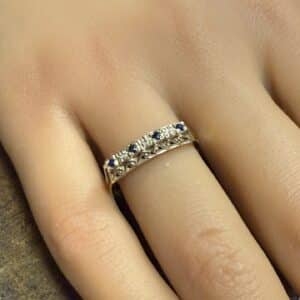 Sapphire and diamond set ladies 9ct gold ring