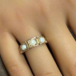 Antique Victorian 15ct gold pearl ring