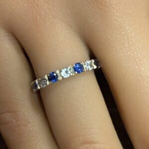Sapphire and cz full eternity 9ct gold ring