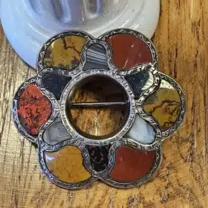 Scottish Silver Shield Agate Brooch