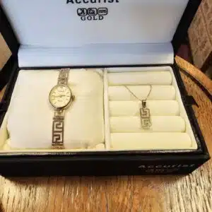 9ct Gold Accurist Wristwatch and Chain