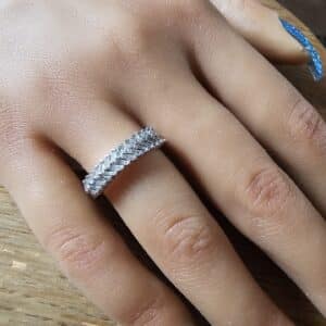 Silver Baguette Moissanite Eternity Ring