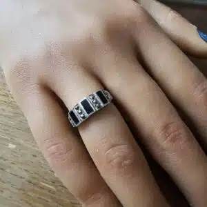 Silver Onyx Marcasite Ring
