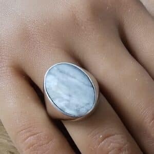Oval Stone Silver Signet Ring