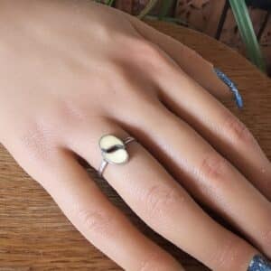 Silver inlay modernist dress ring