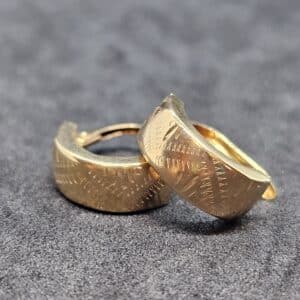 18ct gold Textured  Hoop Earrings