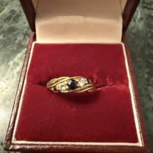 Vintage sapphire and cz set ladies ring
