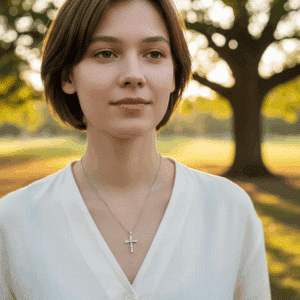 18ct white gold chain and cross