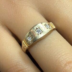 9ct gold diamond set antique ring
