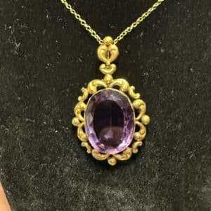 Antique 15ct gold and amethyst pendant