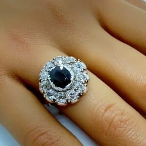 Victorian 18ct gold sapphire and old cut diamond ring