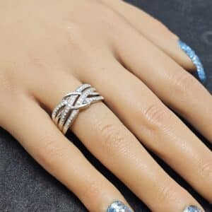 9ct White Gold Diamond crossover Ring