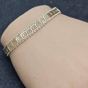 10K yellow gold Greek key pattern bracelet