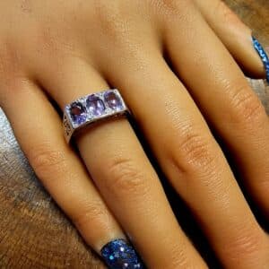 9ct Gold Amethyst and Diamond Ring