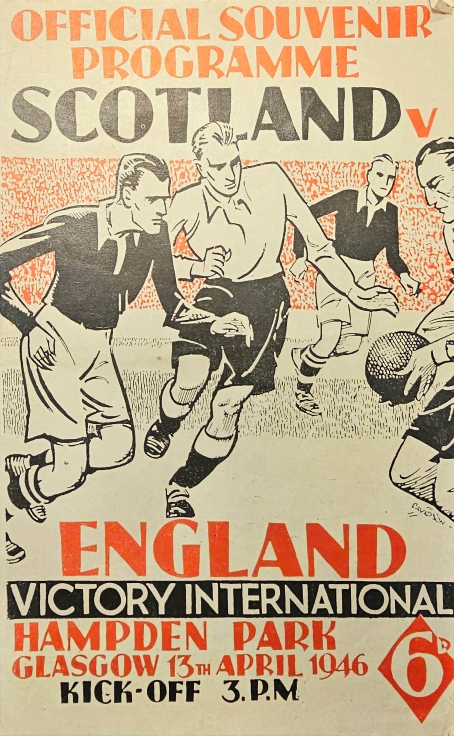 Rare Vintage 1946 Scotland v England Victory International Football Programme