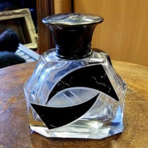 Art Deco Sterling Silver & Cut Glass Perfume Bottle