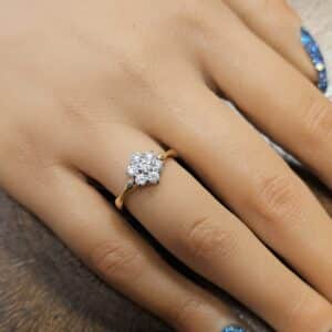 18ct Yellow Gold Diamond Flower Cluster Ring – Size N
