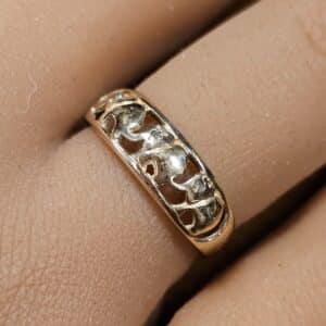 9ct Gold Diamond Elephant Family Band